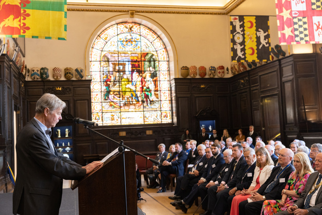 Peregrine Bryant speaks at the re-opening